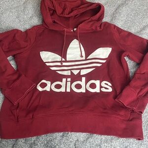 Adidas Women's Burgundy Hoodie Sweater